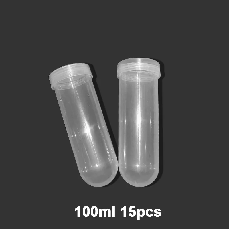 100 мл 15pcs Tube с масштабными экспериментальными расходными расходными материалами прозрачные пластиковые бутылки Домашний сад Лабораторные принадлежности