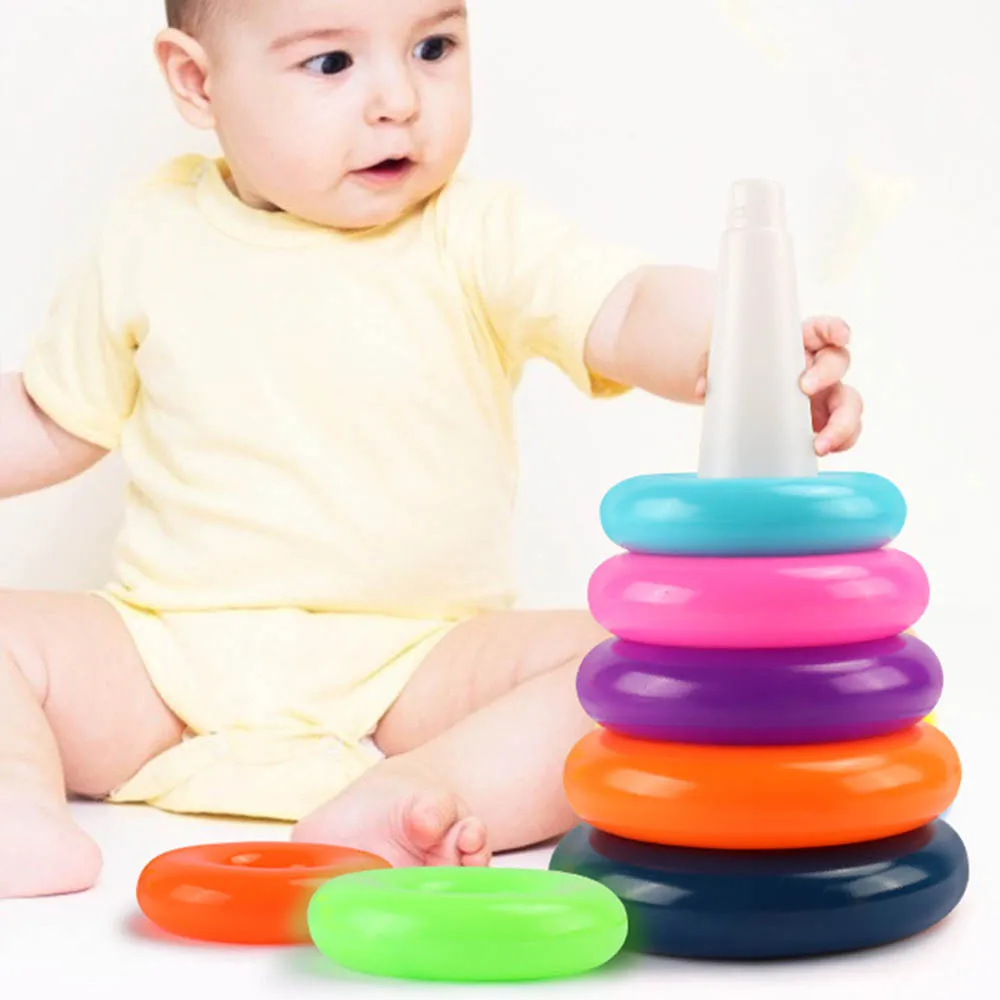 Montessori Tower Baby Toy Color Stacking Montessori Game éducatif Babies Empilement Track Baby Development Toys pendant 1 2 3 ans