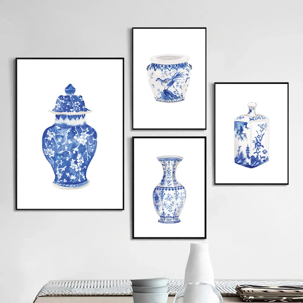 陶器花瓶 ArtWork Blue & White VASE Amazon.com: Vintage Blue and White Vase Porcelain Flower
