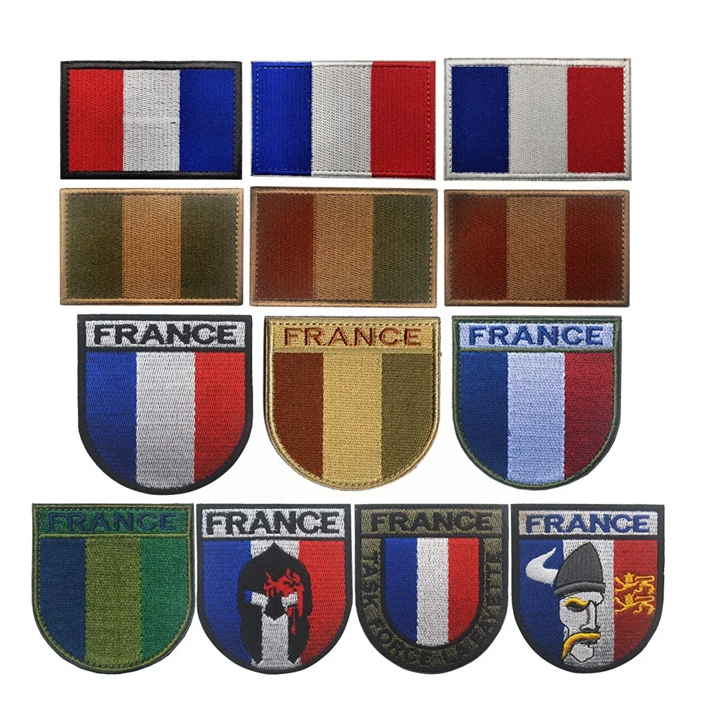 French Flag Stripe Patch Special Forces Badges Ryggsäck Dekorativa klistermärken Militära Tactical Brodery Patches för kläder