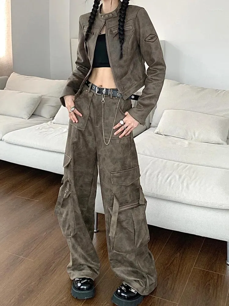 Calça feminina Mulheres Velha dinheiro American Vintage Cargo Grunge Troushers Multi-Pocket Baggy Kpop Harajuku Fashion Y2K Streetwear Punk 2000s