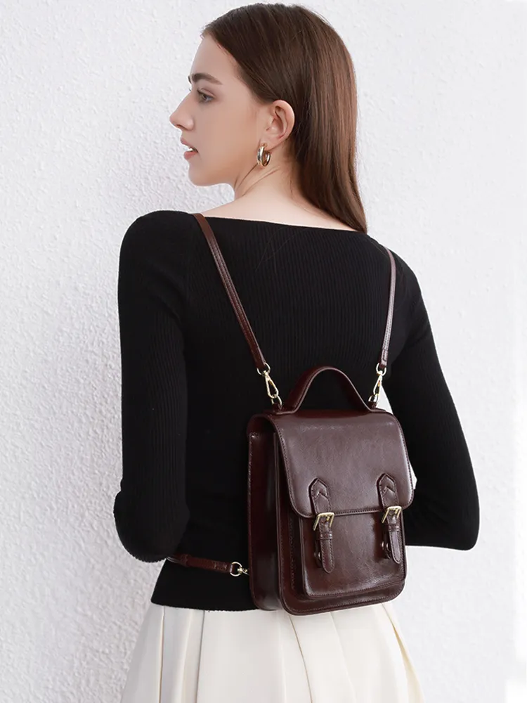 backpack preppy leather Style soft shoulder and top handle strap The Western