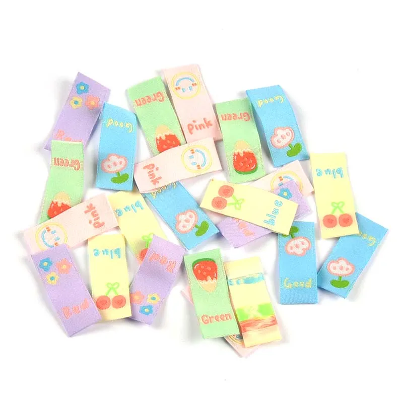 50 stks gekleurd bloempatroon borduursellabel voor kinderkleding naaien accessoires handgemaakte materialen diy ambachten wasbare tags