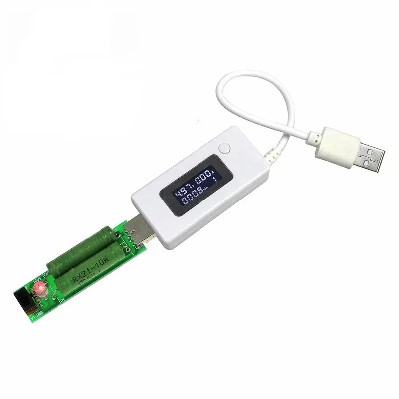 Vit svans LCD -bakgrundsbelysning LCD Digital skärm Display USB Ammeter Voltmeter laddning Kapacitet Testmätare detektor för USB Ammeter Voltmeter