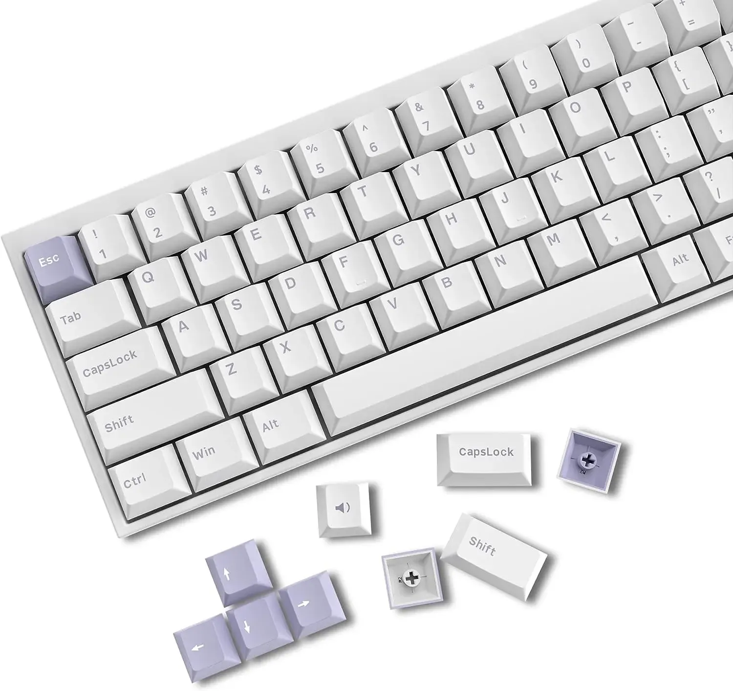 Accessories Purple on White 168 Keys Double Shot Keycaps Cherry Profile PBT Keycap for Cherry Gateron MX Switches Mechanical Gaming Keyboard