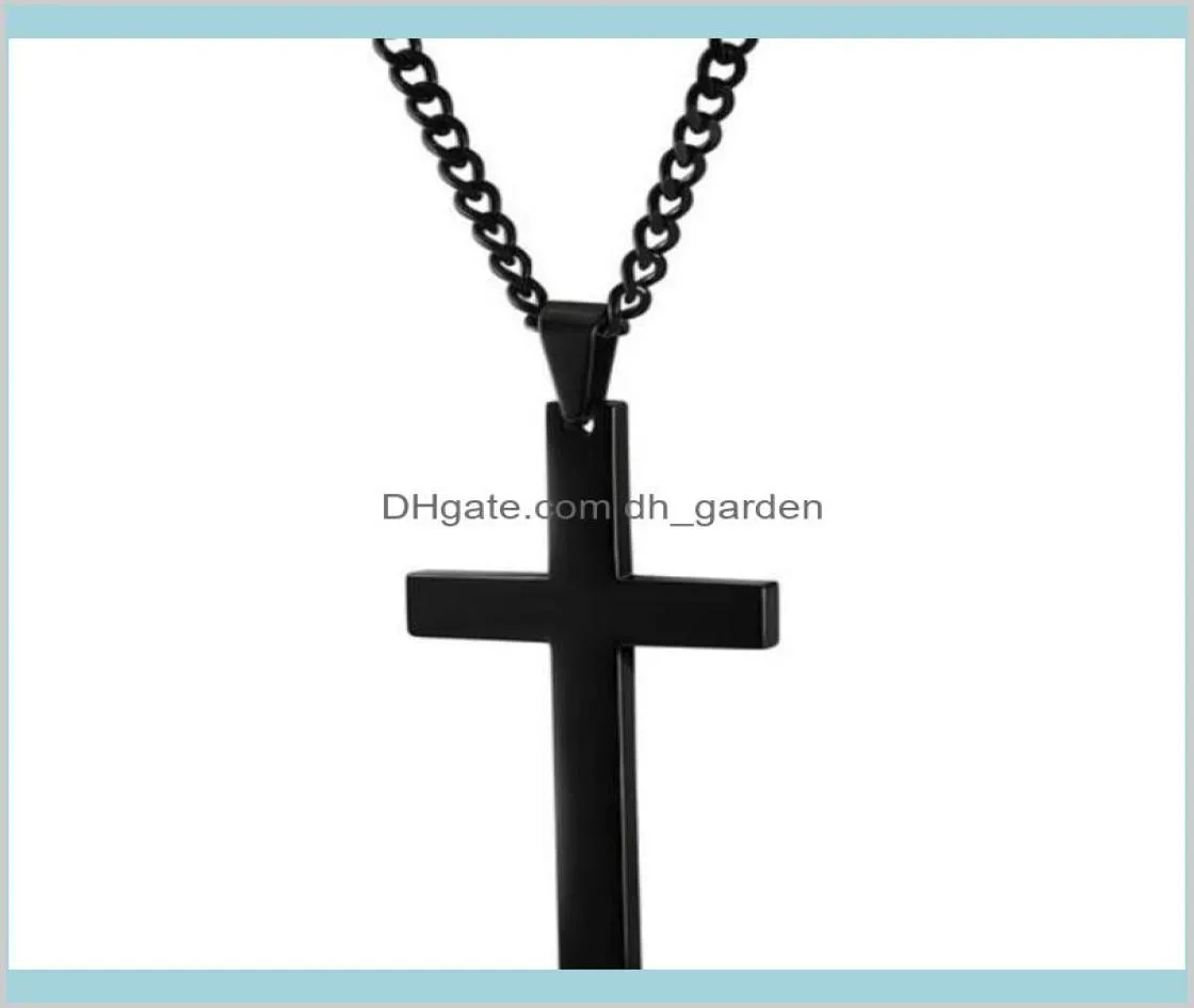 Christian Jesus Single Titanium Necklace Stainless Gold Silver Black Prayer Choker Crucifix Pendants Men Jewelry Nmv5K Pendant N Ds4X13037907