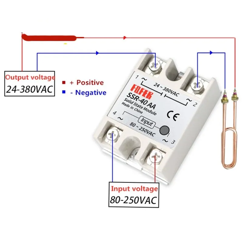 1 st 10A 25A 40A 60A AC-AC enfas fast tillståndsrelä SSR SSR-10AA SSR-25AA SSR-40AA SSR-60AA 80-250V 220V till 24-380V