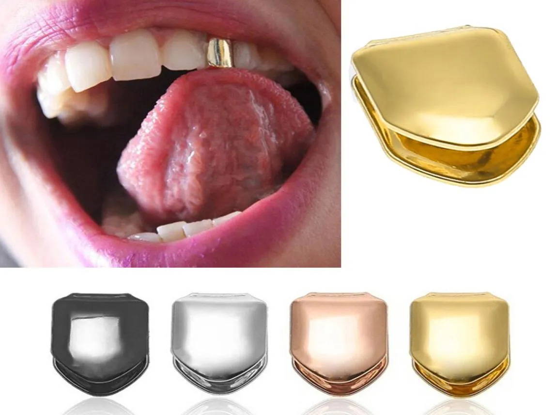 Rock Rock Hip Hop Single dent Grillz Gold Gold plaqué grills Caps Cosplay Body Body Bielry Party Gifts7468251