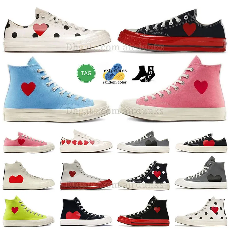 Fashion 1970 trainers casual shoes designer mens womens white pink tennis dot printed top low man heart shaped pattern love big eyes canvas loafer skate sneakers 2024