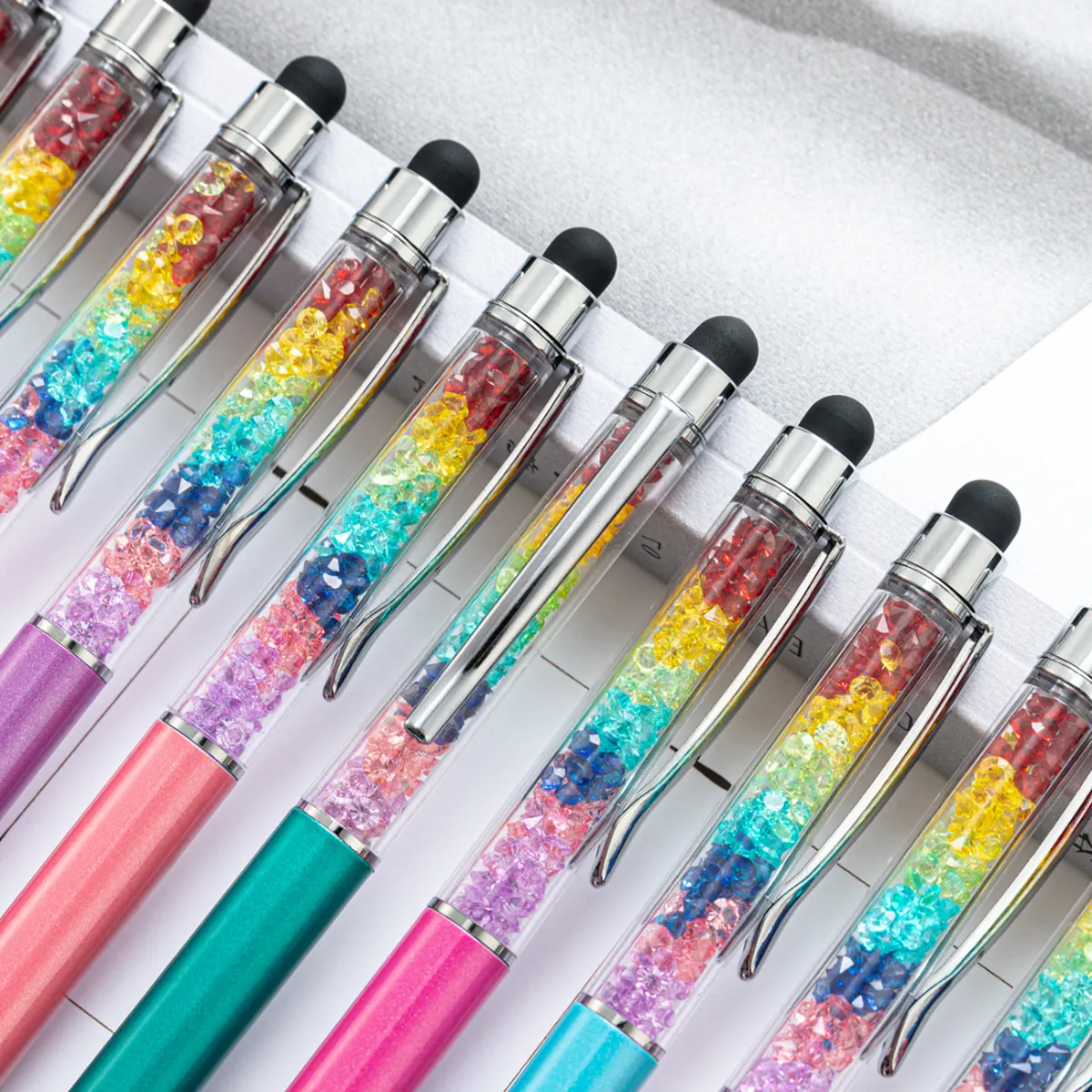 200 шт. Бриллиантовые хрустальные шарики Pen Metal Creative Stylus Touch для учащихся писать канцелярские канцелярские товары офисная школа подарок