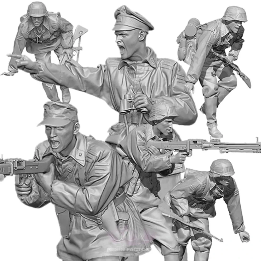1/35 WWII soldiers Resin Model figure soldier 6 people Military themes Unassembled and unpainted kit 240326
