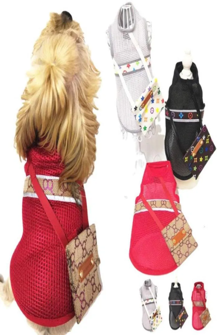 As roupas de cachorro Angelamy Summer respirável malha cão protetor solar Presbyopia Bag Clothing233t7559668