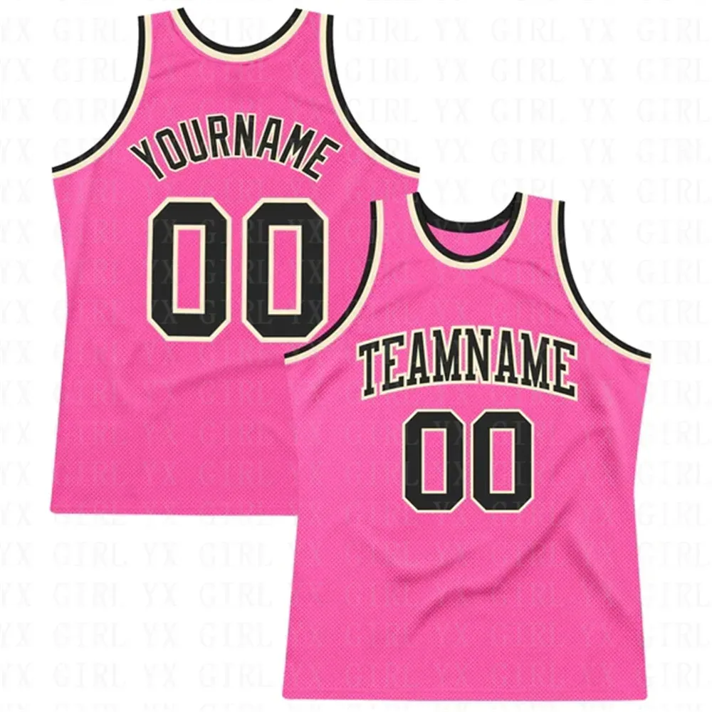 Custom Pink Black- Authentic Throwback Basketball Jersey 3D Printed Tank Tops Men Personlized Team Unisex Top