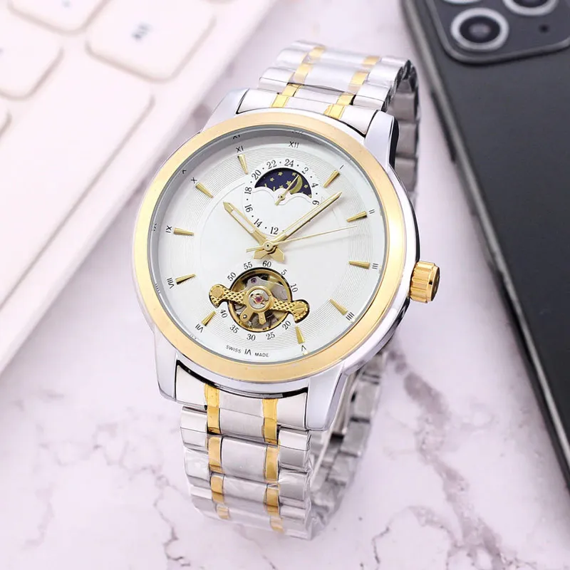 luxury mens watch mechanical automatic moon phase designer movement watches high quality wristwatches 40mm All Stainless Steel band for men christmas gift montre