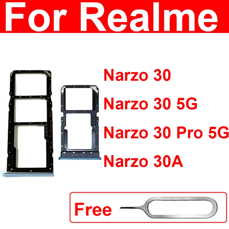 SIM -карта разъема для Realme Narzo 30 30pro Narzo 30a 4G 5G 5G Двухсовые лотки сборочной считыватели запасные детали.