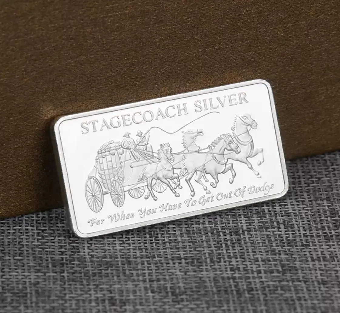 1 oz American Stagecoach Silver Bar Hög kvalitet 999 Silvering Gold Bullion Silvercoin Non Magnetism Holiday Gift Collection Craft4263915