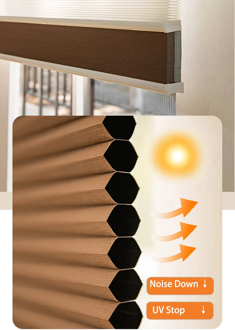 Decopedia Boute en nid d'abeille motorisé Smart Motoralize Day and Night Blinds Cellular Shades For Windows Google Alexa Compatible