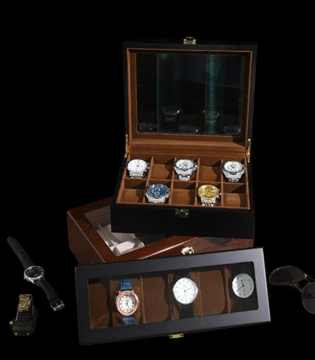 Смотреть коробки корпуса хранения коробка роскошного сплошного дерева ретро шкатулки деревянные часы на дисплее для мужчин Организатор 12 сидений Коллекция C2867853