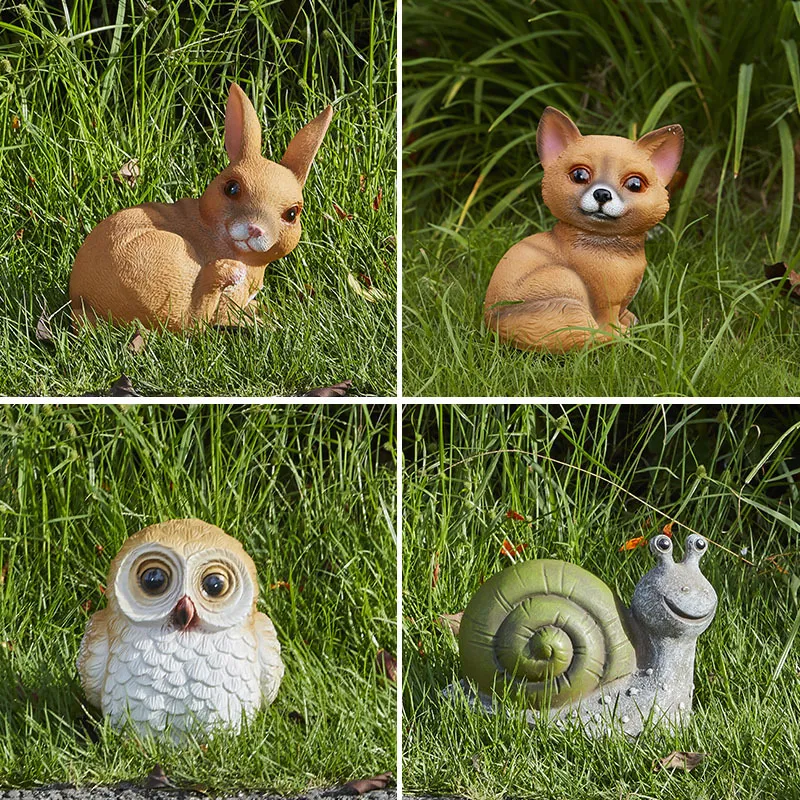 Nuevos paneles solares al aire libre Energía de resina animal Lámpara de césped Garden Owl Rabbit Creative Curre Garden Toy