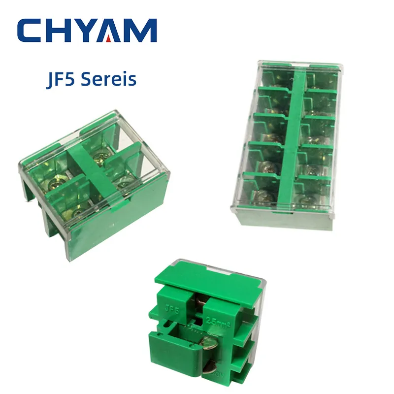 JF5-10/2 JF5-25 Terminal Brass Blocks Dual Linha 660V 60A 100a Connector de fio montado no trilho DIN universal universal