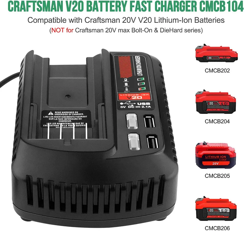 Fast Charger For Craftsman V20 Battery 20V CMCB102 Battery Charger With Dual USB Ports Compatible With CMCB104 CMCB124 20V Battery From Ddmyearth 26.46 DHgate.Com