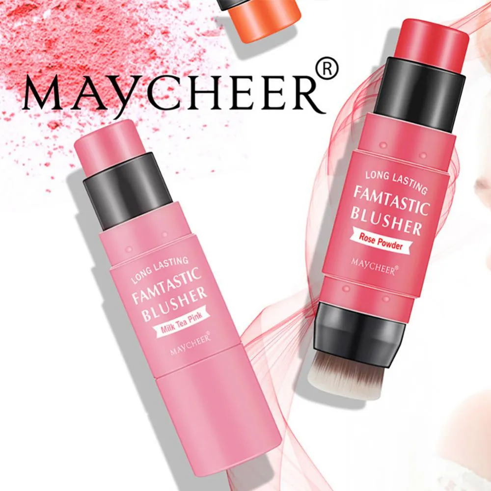 Maycheer maycheer blush stick pas de poudre en sentant quotidiennement corail rose orange rose poudre naturel rouge avec brosse rouge