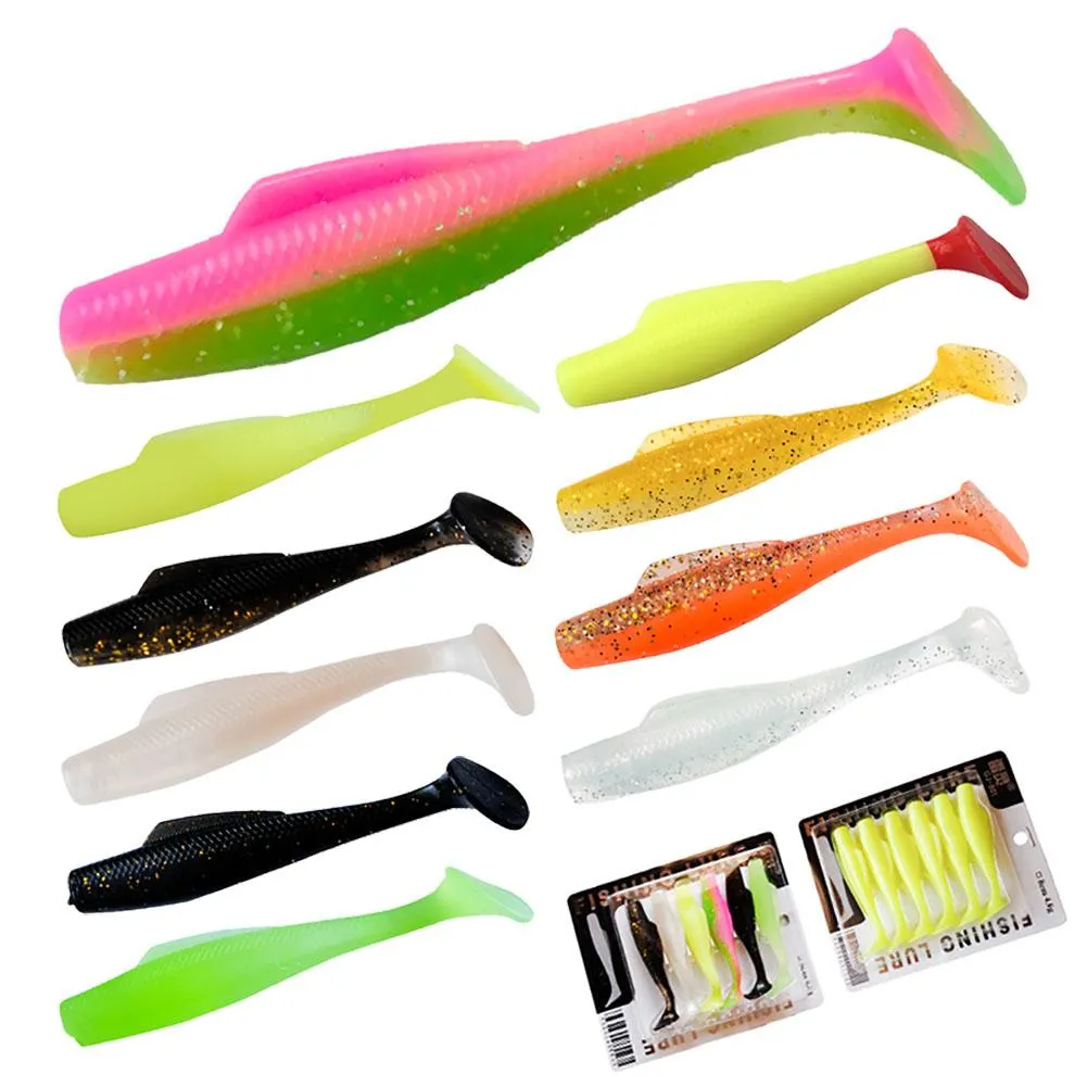 Appâts doux de 6 cm / 8 cm / 10 cm avec paddle Tail Tail à usage polyvalent élastique à haute élasticité Soft Wormbait Fishing Lures