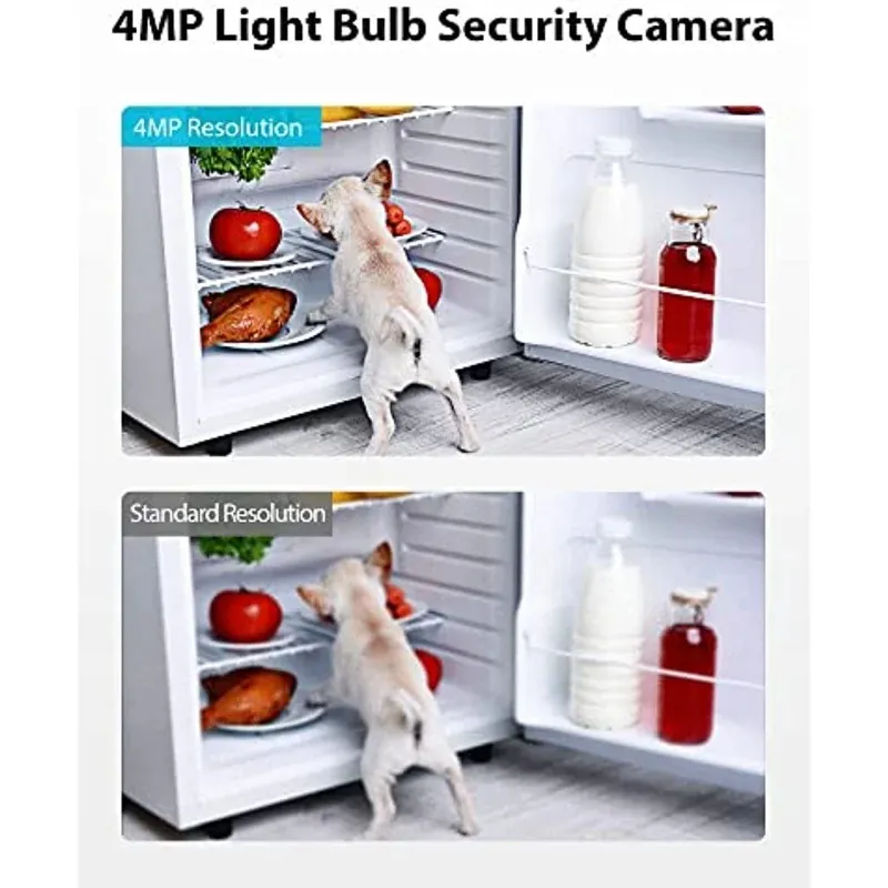 4MP Bulb Security Camera 2.4GHz 360° 2K Security Cameras WiFi Outdoor Full Color Motion Detection Compatible with Alexa Proy