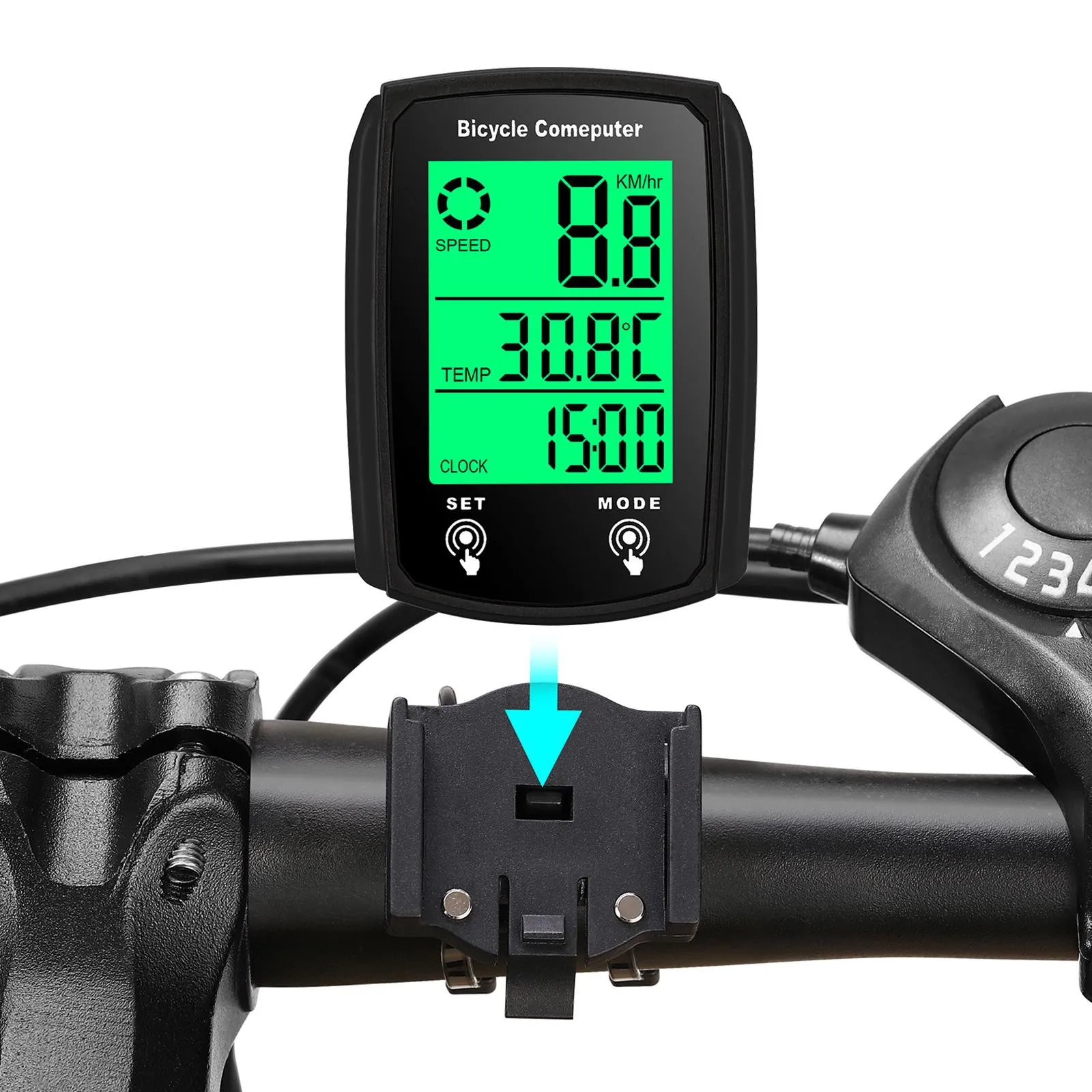Computer Da Bici LCD Wireless Con Contachilometri E Cadenza, Impermeabile, Marca Generica