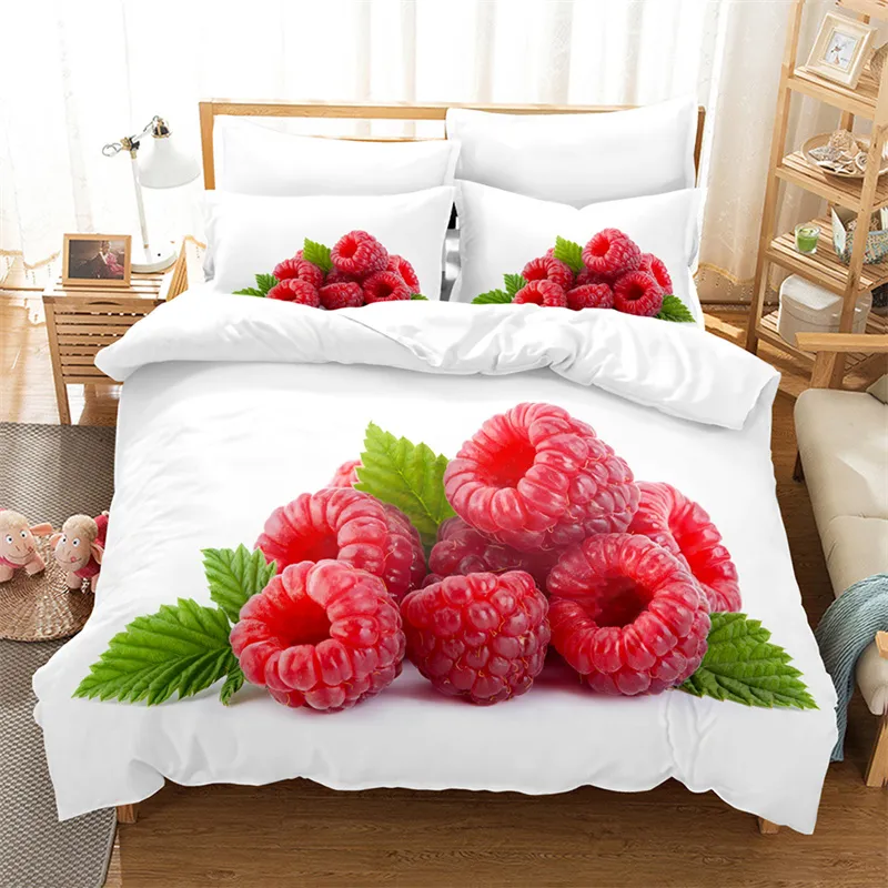 Set di biancheria da letto di frutta dolce adorabile per bambini copripiumini per bambini, copritura trapunta Girls Room Baseous Bianches