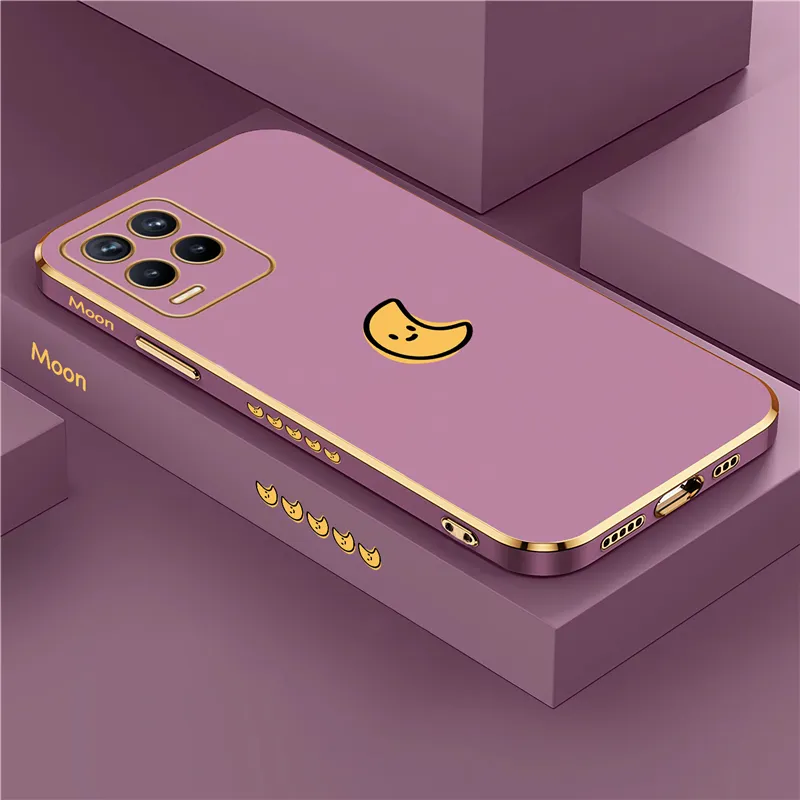 Painting Cartoon Sun Moon Case For  Realme 8 7 6 3 10 9 Pro Plus 8i 9i 5i 5s 6s Soft Square Pattern Design Luxury Back Cover