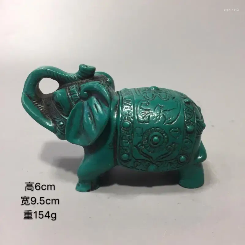 Dekorativa figurer Kina turkosa hantverk snidade blå mini djurstaty ädelsten elefantkristall för hemmet