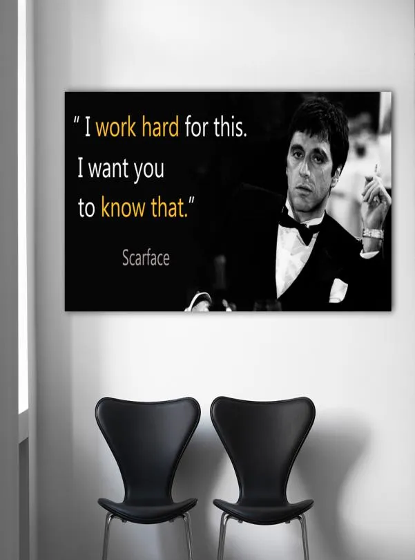 Tela dipinto di scarface Quotes poster Print di arte murale straordinaria Tony Montana Piccella muro per soggiorno 6599755