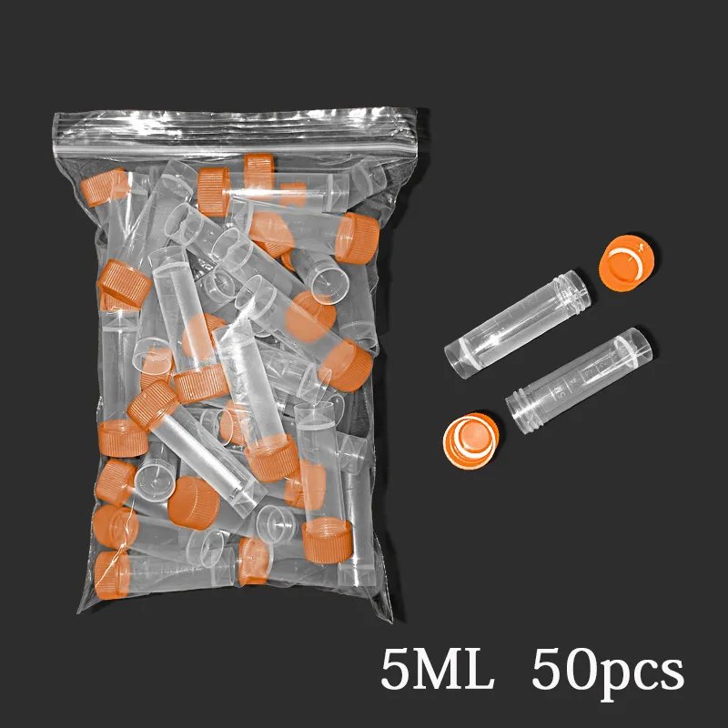 5 ml de congé de congé de plastique avec capuchon orange cryovial bis plag de laboratoire scolaire éducatif fournit 50pcs / sac