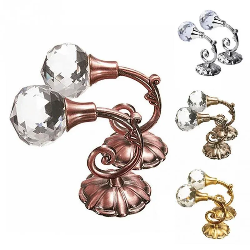 Nicoone Crystal Gordijn Hold Backs,2 stks Window Drapery Tie Back Hanger Haken - Groen Brons