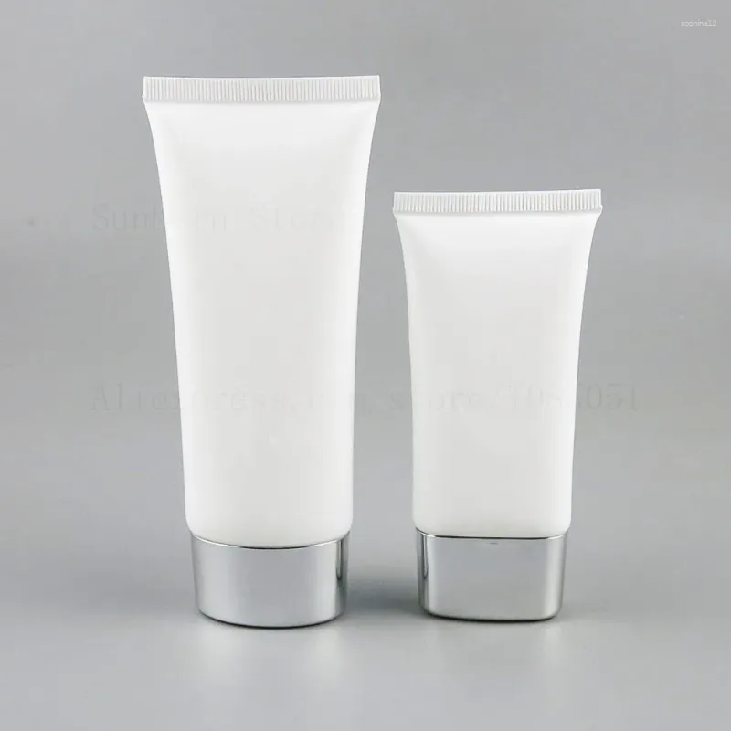 Storage Bottles 50g 100g White PET Soft Tube Bottle 50ml 100ml Cosmetic Lotion Cream Gel Container Packaging 30pcs/lot