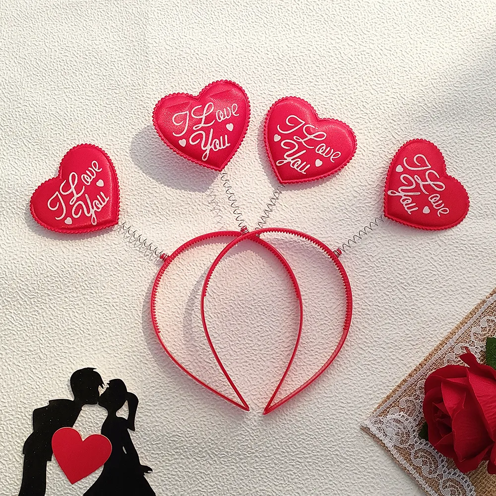 Valentine\'s Day Headband and Heart Earrings Set for Women Romantic Accessories Amazon.com: CEALXHENY 3 Set Valentine main image 3