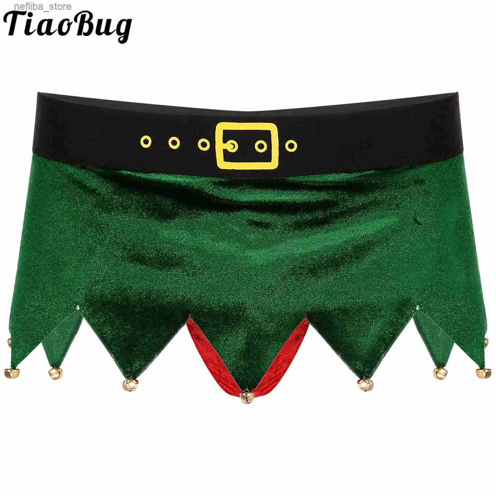 Sexig kjol Julen Holiday Nightwear Mens Velvet Sissy kjol underkläder Jul Santa Claus Y Lingerie Bulge Pouch Jagged Mini kjol L410