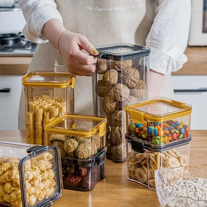 Opslagflessen huisdier plastic voedselcontainers transparante stapelbare droge doos keuken spaghetti noedels verzegelde pot