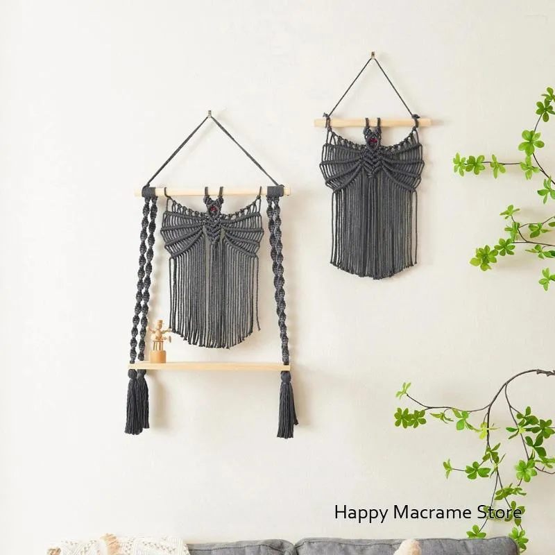 Arazzi macrame macrame decorazione camera da letto batti di Halloween batti dipanciplipisti per le streghe goth estetico ara ad arazzo boho