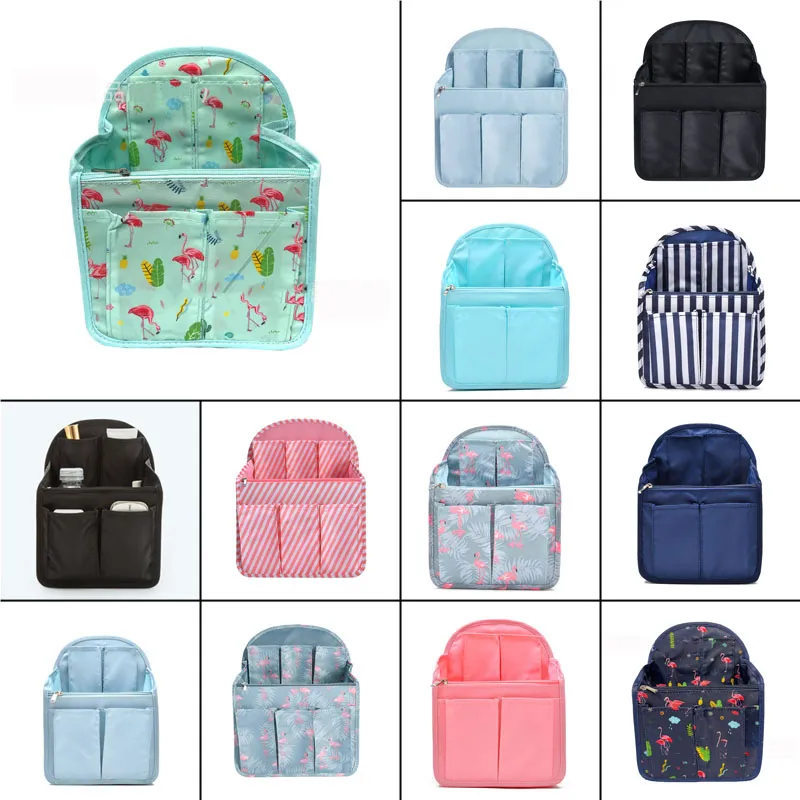 DHgate 2024Flamingo Backpack Organizer Insert Large Travel Diaper Bag Organizer for Women Nylon Multi Pocket Handbag Finishing Sundries Inner Storage Bag Home Garden