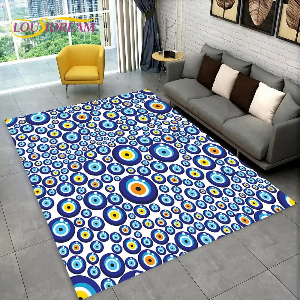 Nazar Evil Eye Eye Tree of Life Area Tapis, tapis pour la maison du salon de chambre à coucher de chambre à coucher décor de cuisine, les enfants jouent un tapis de sol sans glissement