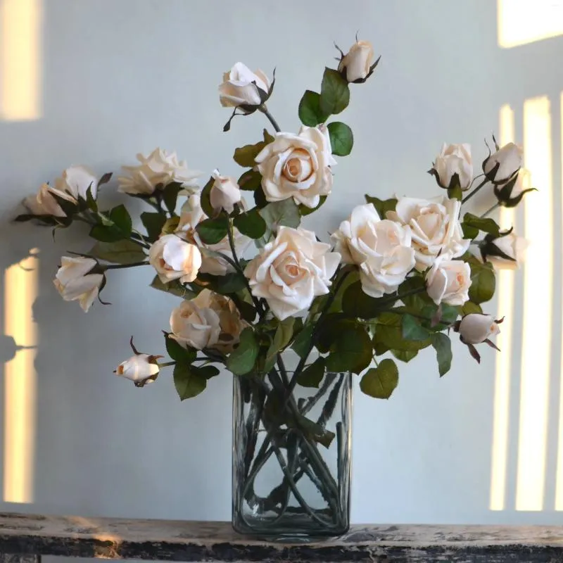 装飾的な花34 "-Tan Beige Color Shades Real Touch Roses Luxry Realistic Boho Vintage Wedding/Home DecorationDIY