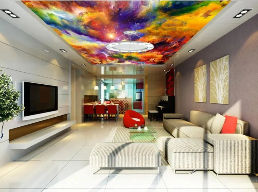 Wallpapers Ceiling Wall Painting Living Room Bedroom Wallpaper Home Decor Dreamy Colorful Cloud Oil Watercolor Mural