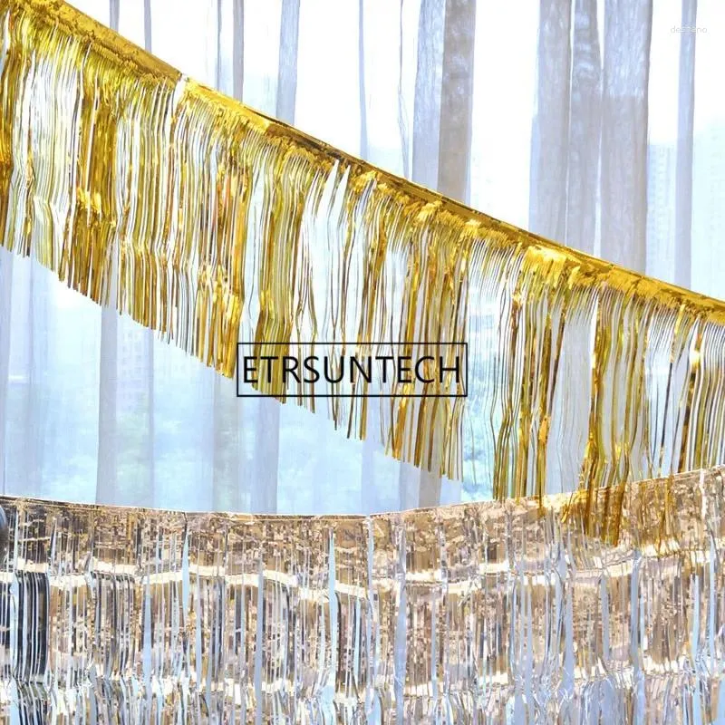 Decoração de festa 35 120cm Metallic Fringe Fringe Shiny Gold Silver Cretins Decor de casamento de parede PONTRA