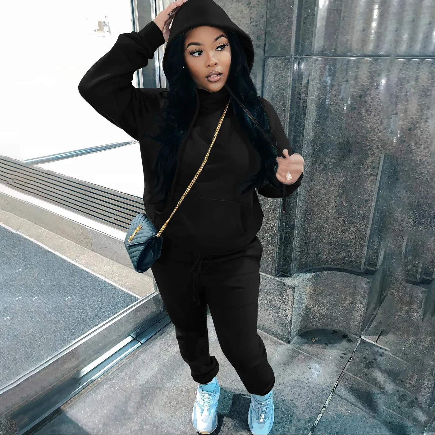 DHgate Womens Casual Plus Size Cashmere Hoodie Two Piece Sports Suit Set S 5XL Custom Selling Fashion 240329 Apparel