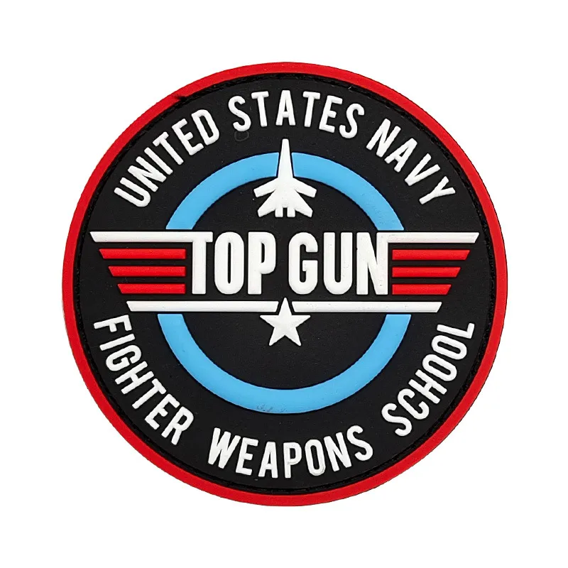 Top Gun 2 PVC gummikrok och slingmärken Droppe Magic Ryggsäck Klistermärken Kläder Hat Patch Glöd i de mörka armbandsapplikationerna