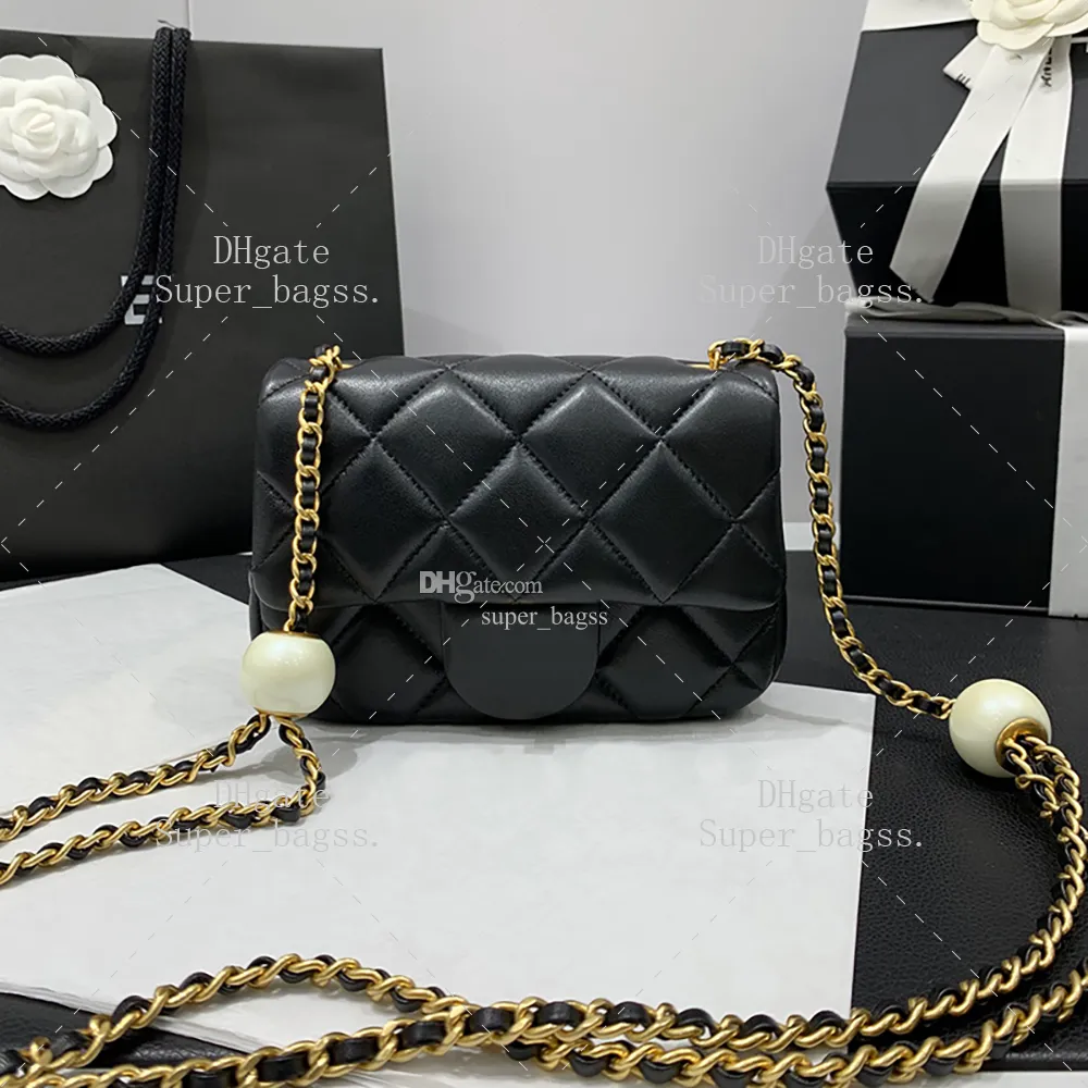 10A mirror quality luxury designer chain large pearl shoulder bag 17cm women's crossbody bag designer mini handbag with box BC002