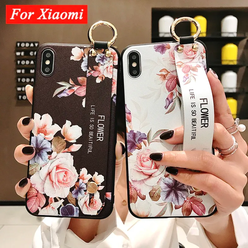 Vintage Flower Leaf Wrist Strap Phone Holder Case for Infinix Note 12 11 10 Pro 8 Hot 12 10S 9 Smart 6 5 4 Soft Silicone Cover