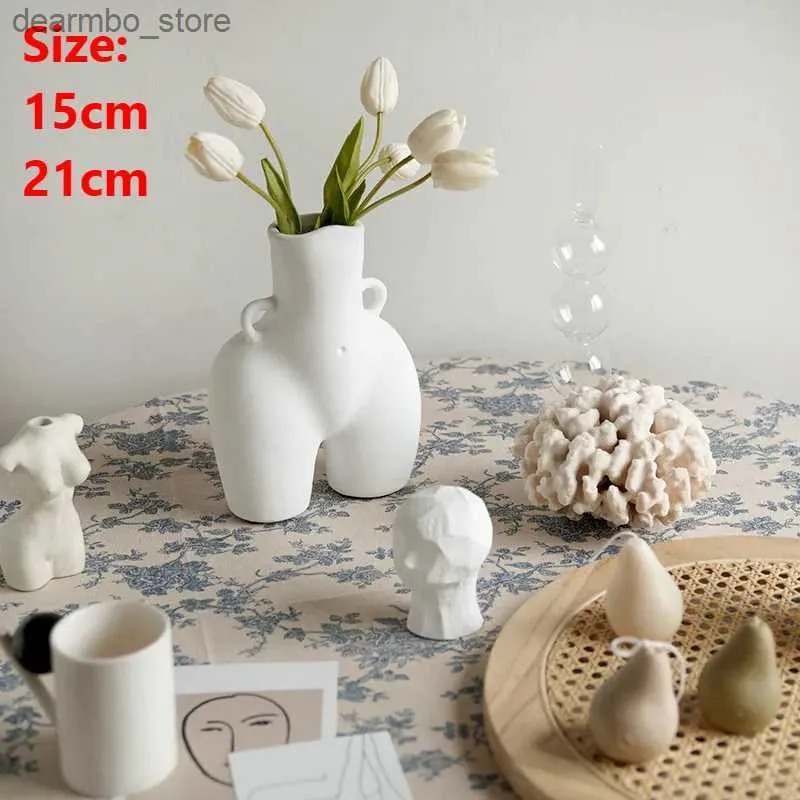 Artes e artesanato 15/21 cm Resina de vaso humano Butt Handicraft Furnishins Modern Home decoração vasos de flores para plantas internas L49